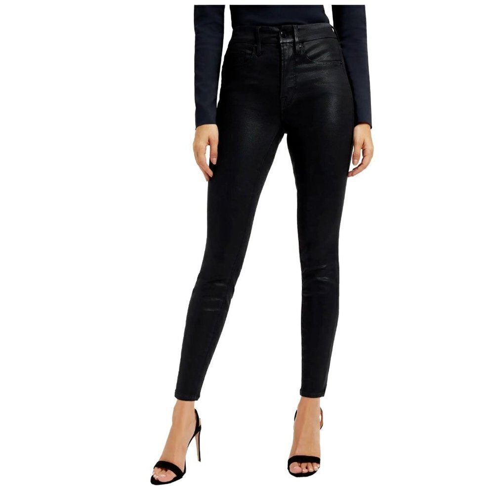Good American Good Legs Womens size 12/31 Coated Denim Skinny Jeans Black
